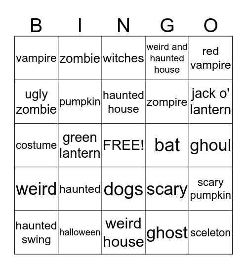 halloween bingo Card