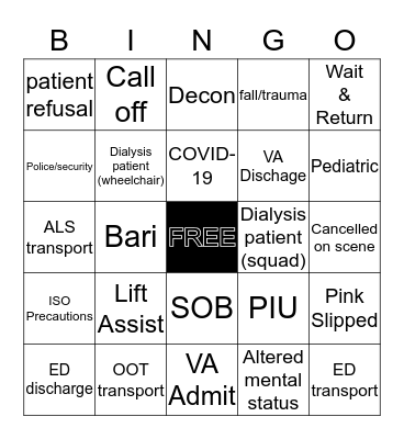 Dispatch Bingo Card