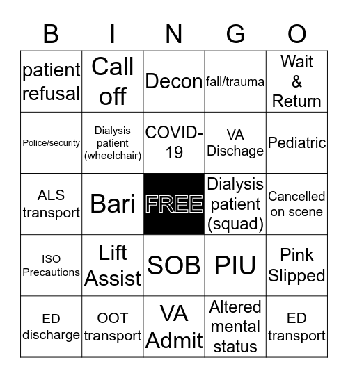 Dispatch Bingo Card