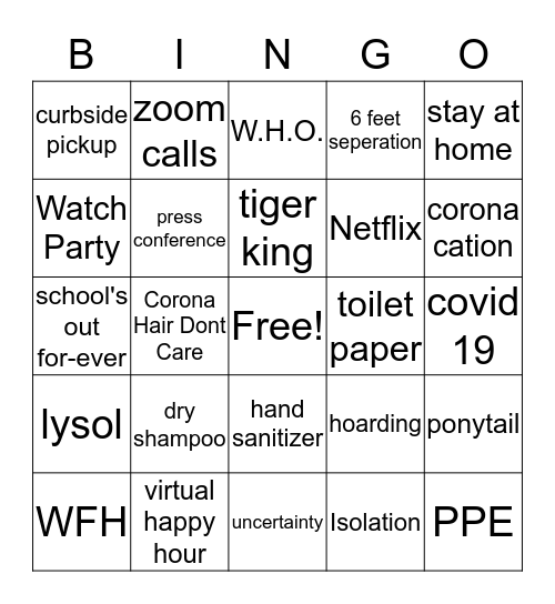 Quarantingo Bingo Card