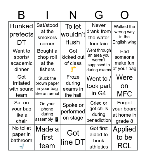 FBC Bingo Card