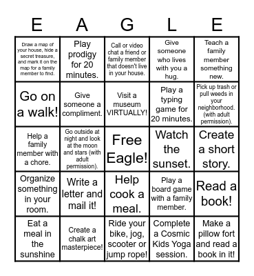 4th Grade Bingo Card