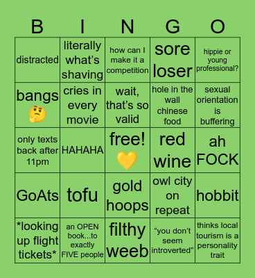 🌻 JU’S 🌻 Bingo Card