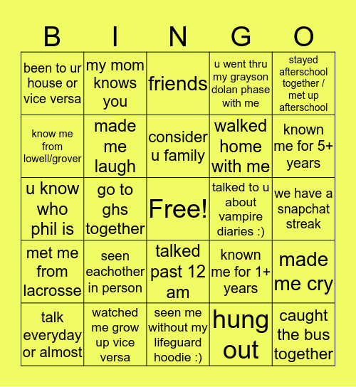 jessicas bingo yessurr Bingo Card