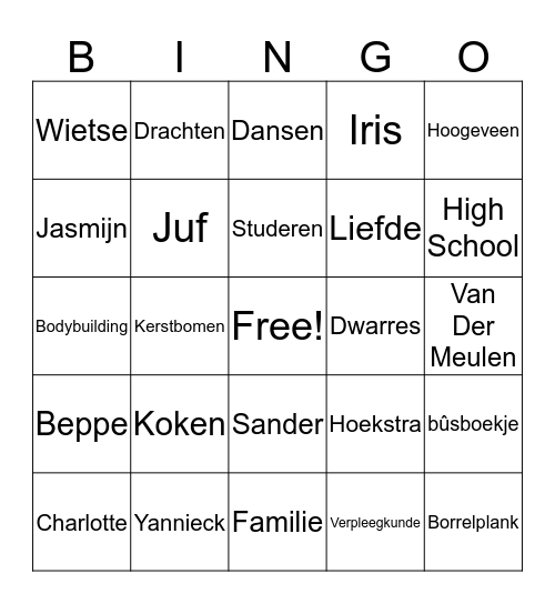 Familie Knots Bingo Ronde Bingo Card