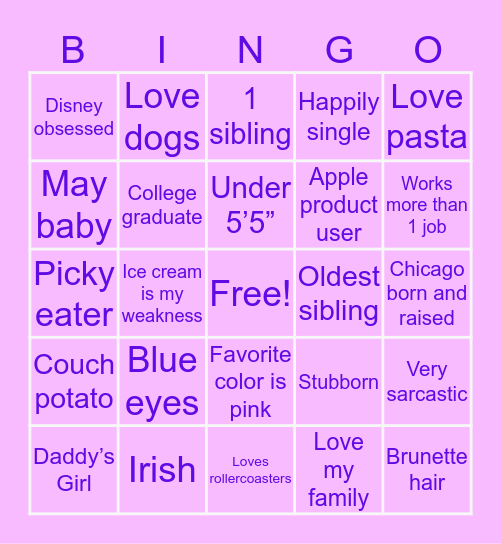 Felicia Bingo Card