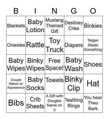 Baby Dougie's Sprinkle Shower Bingo Card