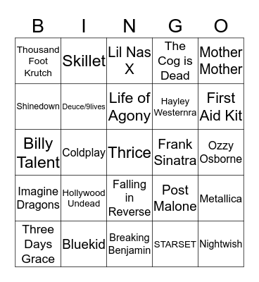 How similar is your music taste Bingo Card