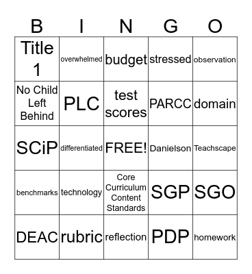 Educational Workshop Bingo Card
