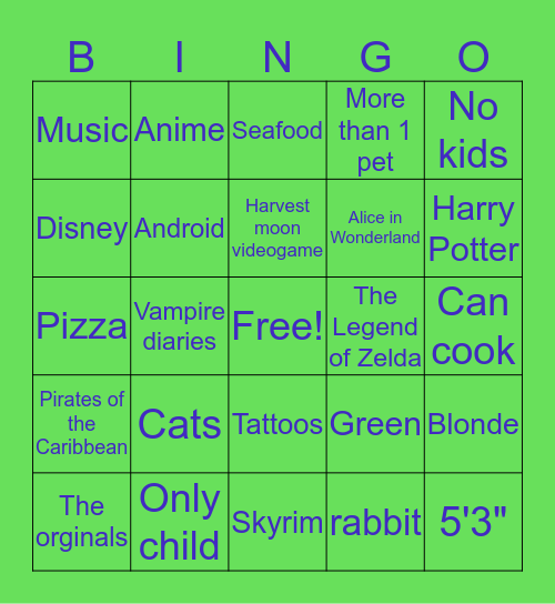 Mari's Bingo Card