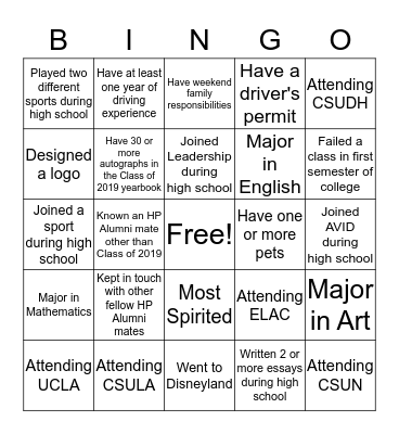 Find the Person! (HP Alumni edition) Bingo Card