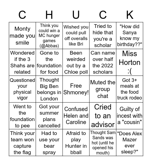 MC 2k22 Bingo Card