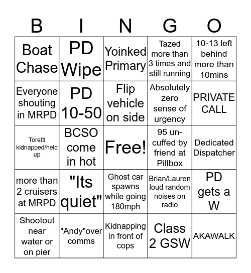Pd Bingo NoPixel Bingo Card