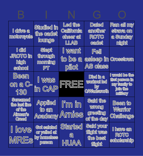 AROTC Bingo Card