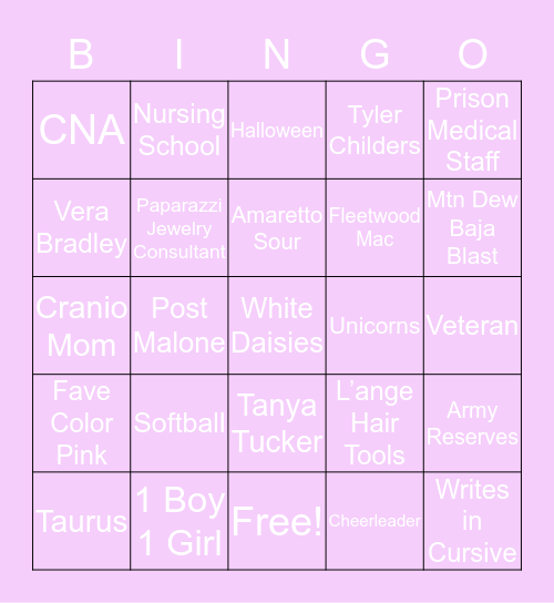 Elizabeth’s Bingo! Bingo Card
