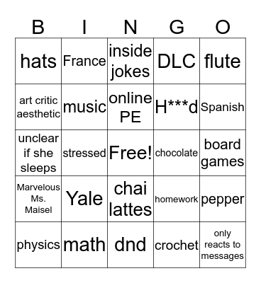 Soup Bingo Card
