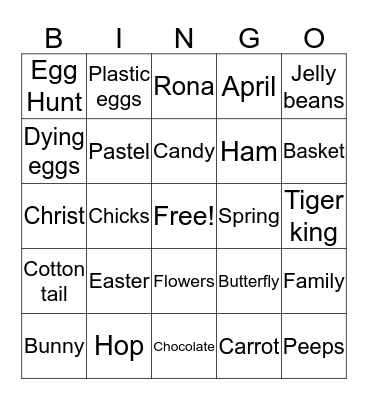 Easter Bingo Card