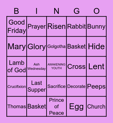 Youth Online Bingo Card