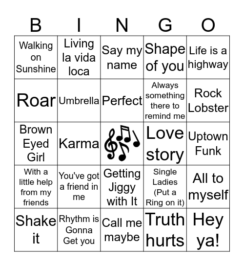 Radio Bingo Card