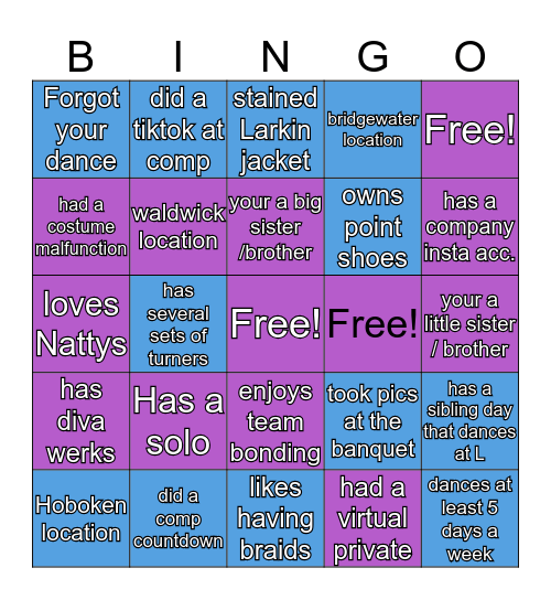 Studio L Bingo Card