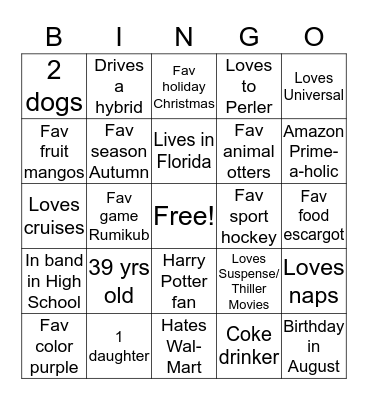 Julie Bingo Card