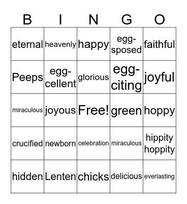 Super Happy Fun Time Easter Bingo Card