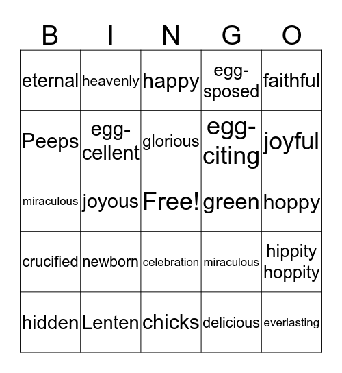 Super Happy Fun Time Easter Bingo Card