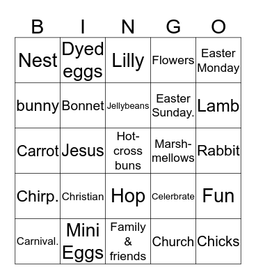 Courtney’s Easter Bingo Card