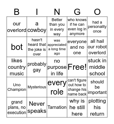 Super-mustache-bot Bingo Card