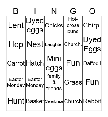 Courtney’s Easter Bingo Card