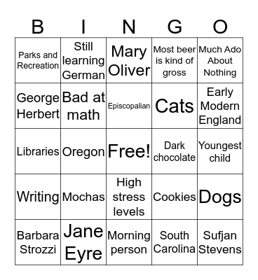 Vivian Bingo Card