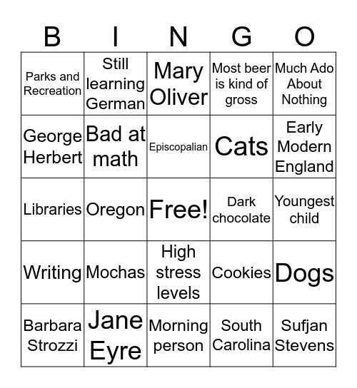 Vivian Bingo Card