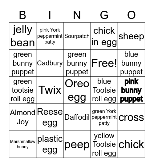 Easter Bingo Card