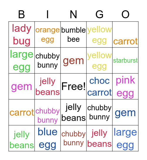 Campbell Family Easter Bingo Card