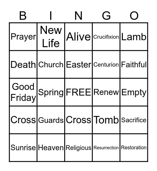 Hall Family Easter Bingo Card