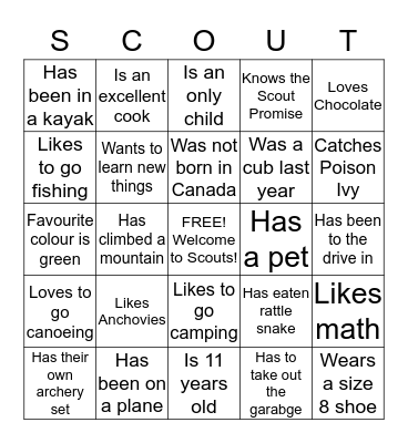 Getting to Know one Another Bingo Card