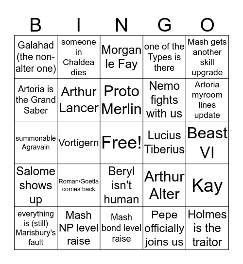 LB6 Bingo Card