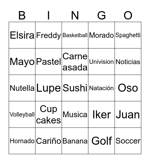 ¡Bingo familiar! Bingo Card