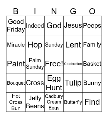 Easter Season Bingo Card
