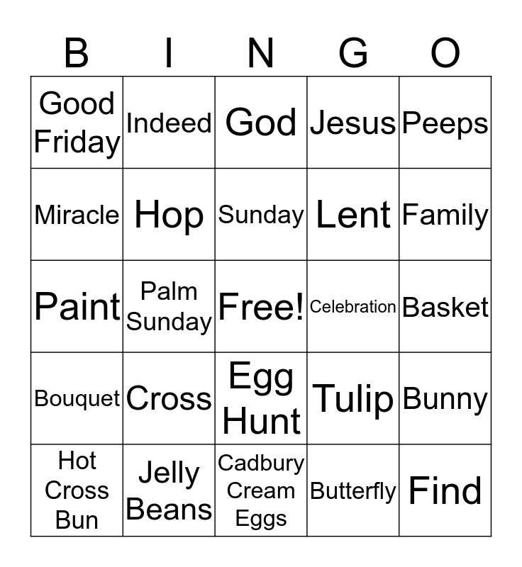 Easter Season Bingo Card