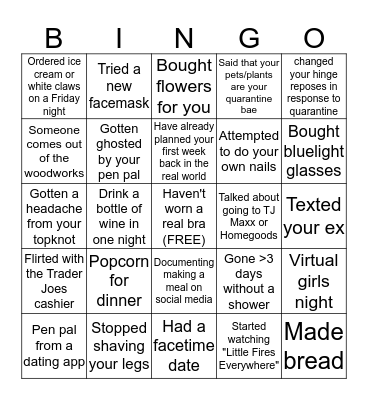 #singlegirlquarantine bingo Card
