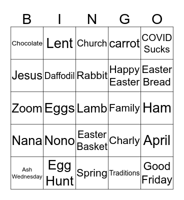 EASTER Bingo Card