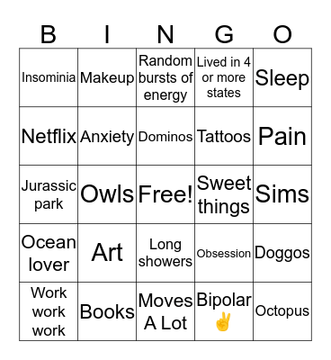 Jade Bingo Card
