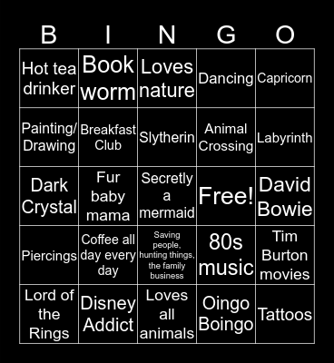 Savannah Bingo Card