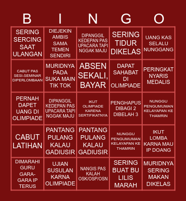 KELAS BU LILIS CHECK Bingo Card