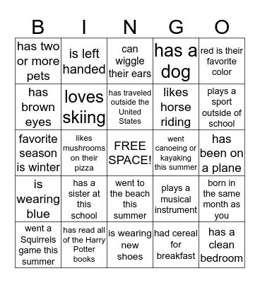 Get to Know the Fabulous 7s! Bingo Card