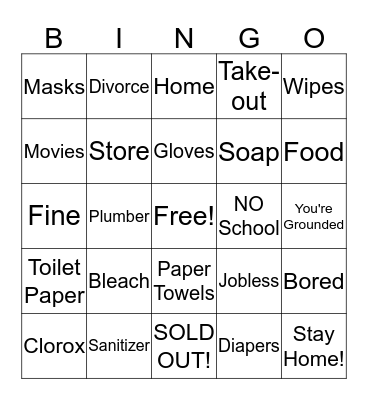 Quaratined Bingo! Bingo Card