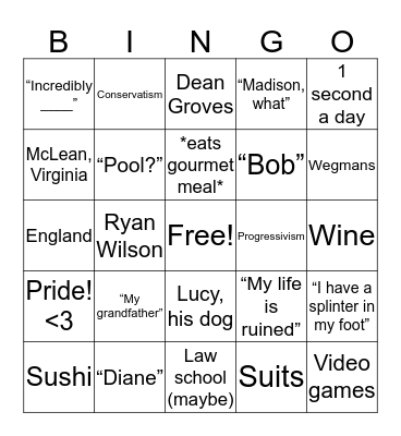 Robert Bork Bingo Card