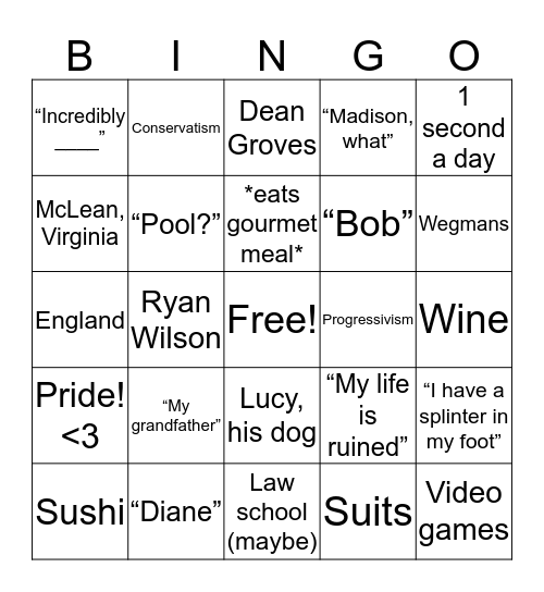 Robert Bork Bingo Card