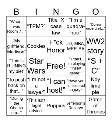 Alex Gregorio Bingo Card